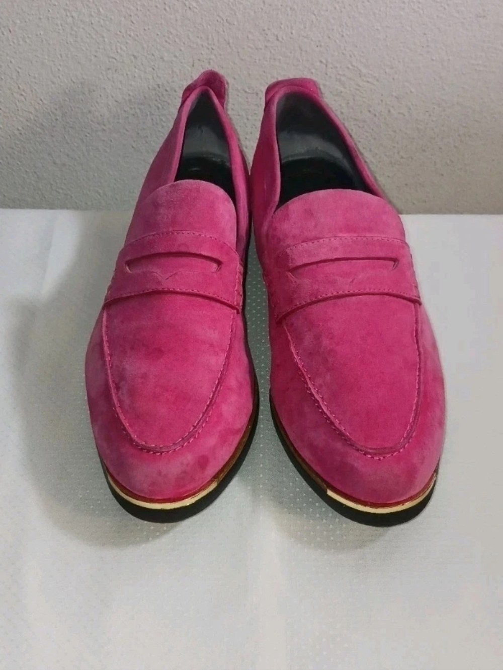 Cole Haan Grand Ambition Tolly Penny Loafers Bright Pink Suede Size 8 Women